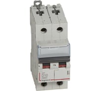 Автоматический выключатель Legrand DX³ 6000 10 кА, тип характеристики D, 2П, 230/400 В~, 10 А, 2 модуля 408029