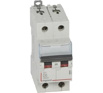 Автоматический выключатель Legrand DX³ 6000 10 кА, тип характеристики D, 2П, 230/400 В~, 6 А, 2 модуля 408027