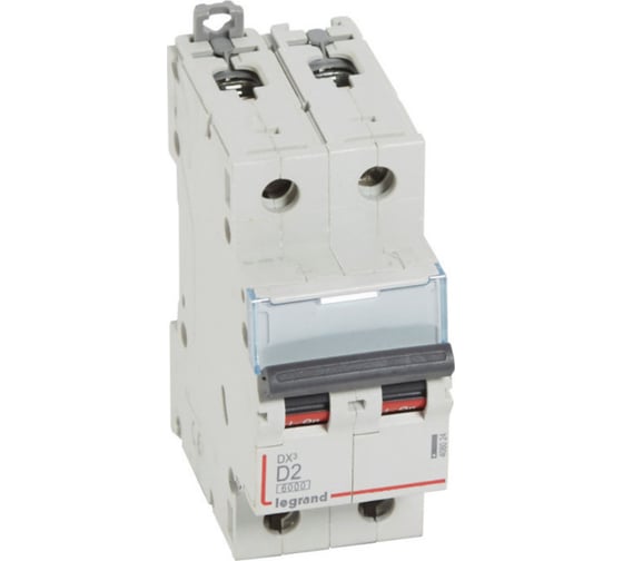 Автоматический выключатель Legrand DX³ 6000 10 кА, тип характеристики D, 2П, 230/400 В~, 2 А, 2 модуля 408024 1