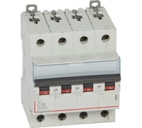 Автоматический выключатель Legrand DX³ 6000 10 кА тип характеристики C 4П 400 В~ 16 А 4 модуля 407928
