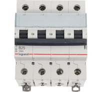 Автоматический выключатель Legrand TX³ 6000 10 кА тип характеристики B 4П 400 В~ 25 А 4 модуля 403904