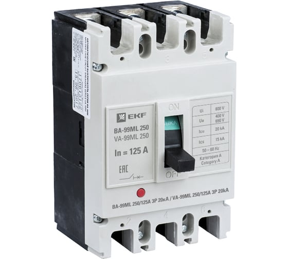 Автоматический выключатель EKF ВА-99МL, 250/125А 3P 20кА Basic mccb99-250-125mi 1