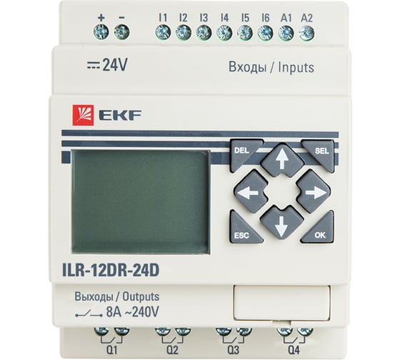 Программируемое реле EKF, 12 в/в с дисплеем 24В PRO-Relay PROxima ILR-12DR-24D