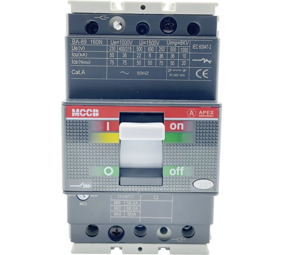 Автоматический выключатель APEX ВА-89 160/80А 3P 35кА PE11142