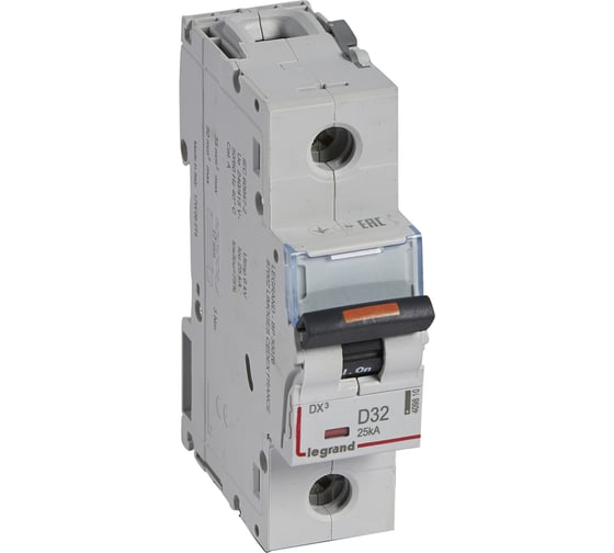 Автоматический выключатель Legrand DX³ 25 кА тип характеристики D 1П 230/400 В~ 32 А 1,5 модуля 409810 1