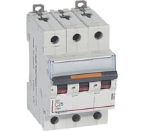 Автоматический выключатель Legrand DX³ 25 кА тип характеристики С 3П 400 В~ 25 А 3 модуля 409783