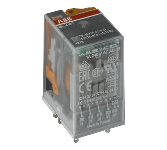 Промежуточное реле ABB CR-M024AC3 24B AC, 3ПК, 10А, CR-M, без индикации, без розетки 1SVR405612R0000 1