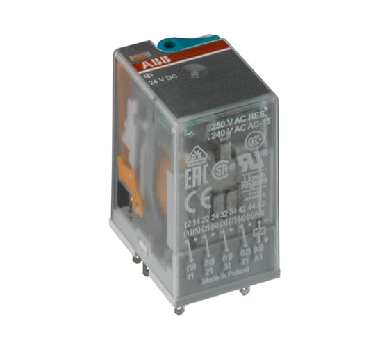 Промежуточное реле ABB CR-M024DC2, 12А=24В, 2ПК, CR-M, без индикации, без розетки 1SVR405611R1000 1
