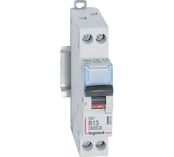 Автоматический выключатель Legrand DX³ 6000 10 кА тип характеристики B 1П+Н 230/400 В~ 13 А 1 модуль 407474 1