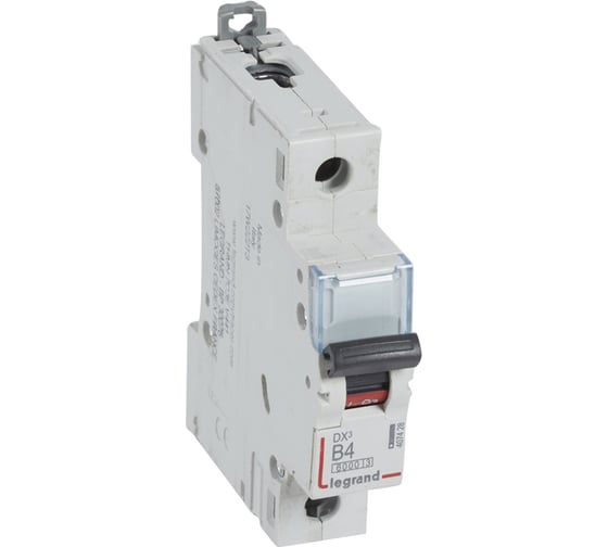 Автоматический выключатель Legrand DX³ 6000 10 кА тип характеристики B 1П 230/400 В~ 4 А 1 модуль 407428