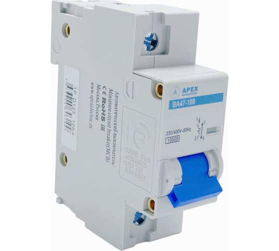 Автоматический выключатель APEX без теплового расцепителя ВА 47-100M 1P 80А характеристика C 10kA PROFF ME21632 1