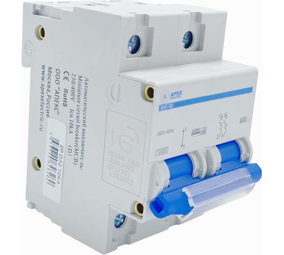 Автоматический выключатель APEX без теплового расцепителя ВА 47-100M 2P 80А характеристика C 10kA PROFF ME21636 1