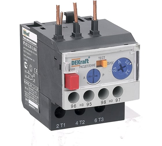 Тепловое реле перегрузки Dekraft РТ-03, 9-18 А, 0.50 A-0.70 A, 10 А 23105DEK