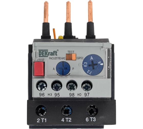Тепловое реле перегрузки Dekraft РТ03-25-32-6.30A-9.00A 23118DEK 1