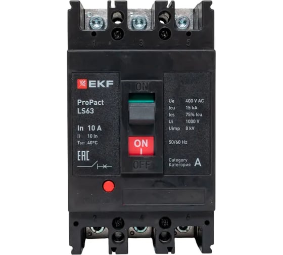Автоматический выключатель EKF ProPact LS63 15кА, 3P, 10А mccb-63-15-3-10-ls