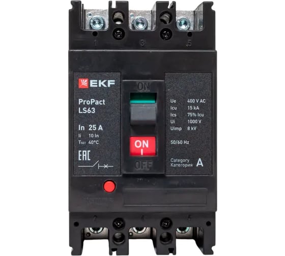 Автоматический выключатель EKF ProPact LS63 15кА, 3P, 25А mccb-63-15-3-25-ls