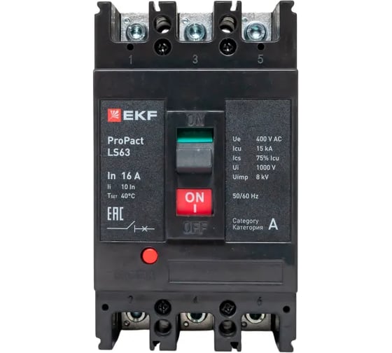 Автоматический выключатель EKF ProPact LS63 15кА, 3P, 16А mccb-63-15-3-16-ls