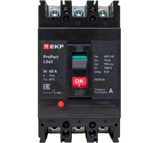 Автоматический выключатель EKF ProPact LS63 15кА, 3P, 40А mccb-63-15-3-40-ls