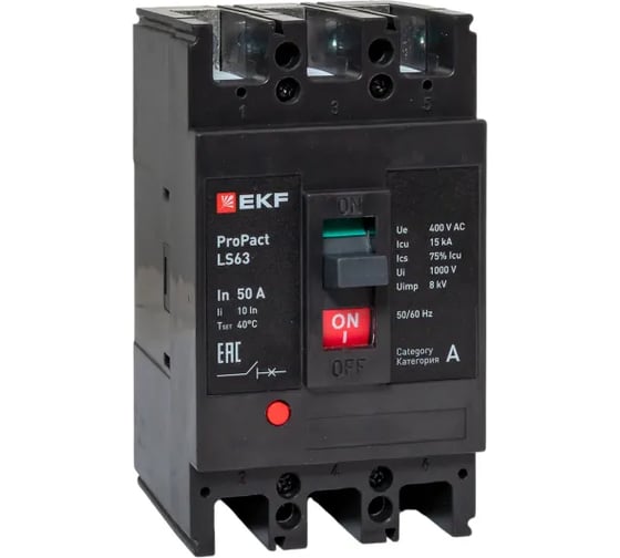 Автоматический выключатель EKF ProPact LS63 15кА, 3P, 50А mccb-63-15-3-50-ls 1