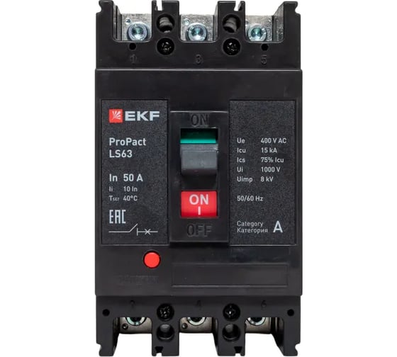 Автоматический выключатель EKF ProPact LS63 15кА, 3P, 50А mccb-63-15-3-50-ls