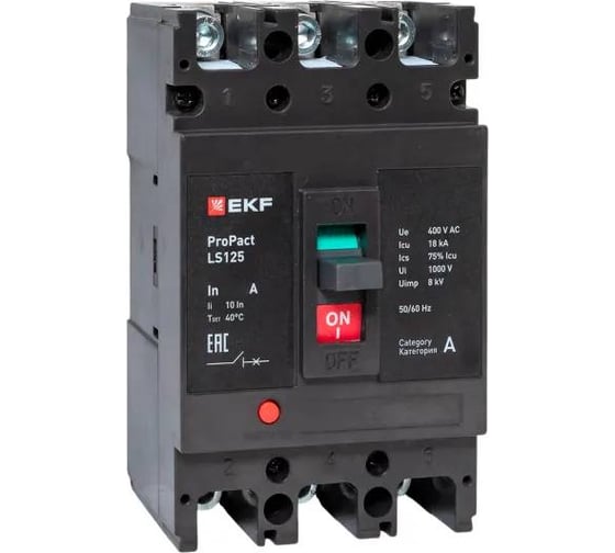 Автоматический выключатель EKF LS125 18кА 3P 80А ProPact mccb-125-18-3-80-ls