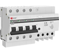 Дифференциальный автомат EKF PROxima АД-4, 6А/10мА, характеристика C, АС, 270В 4,5кА DA4-06-10-pro