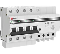 Дифференциальный автомат EKF PROxima АД-4, 25А, 30мА, характеристика C, AC, 270В, 6кА DA4-6-25-30-pro