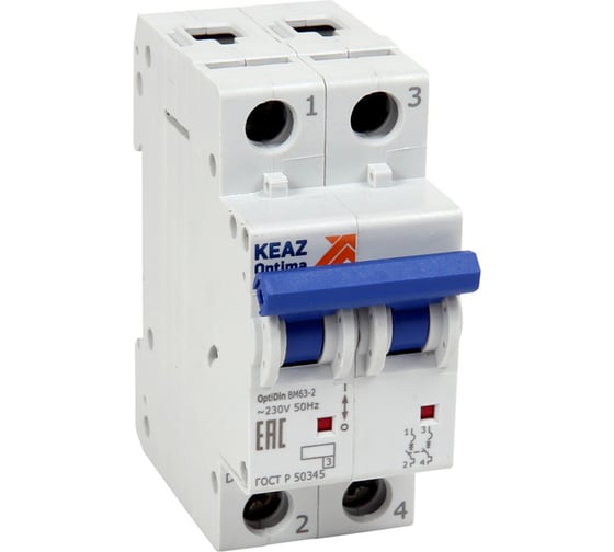 Выключатель автоматический модульный КЭАЗ OptiDin BM63-2C13-10-ОМ4-РЕГ 350581 1