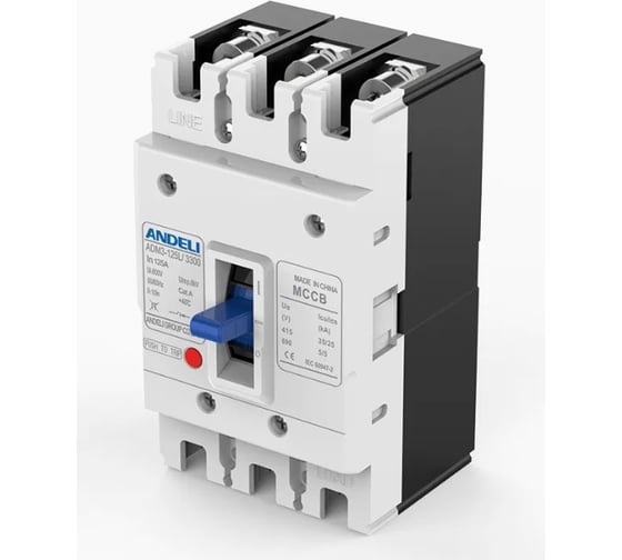 Автоматический выключатель ANDELI ADM3-125L/3P 125A 30kA артикул ADL06-082