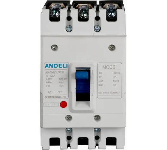 Автоматический выключатель ANDELI ADM3-125L/3P 100A 30kA артикул ADL06-081