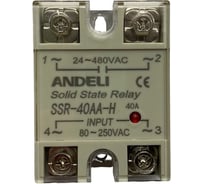 Твердотельное реле ANDELI SSR-40AA-H 40A Управляющее напряжение 80-250V AC 24-480V AC артикул ADL09-255