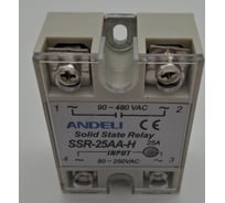 Твердотельное реле ANDELI SSR-25AA-H 25A Управляющее напряжение 80-250V AC 90-480V AC артикул ADL09-253