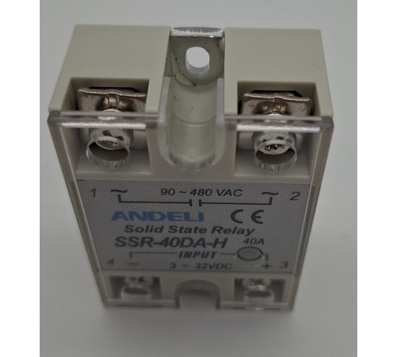 Твердотельное реле ANDELI SSR-40DA-H 40A Управляющее напряжение 3-32V DC 90-480V AC артикул ADL09-254
