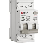 Автоматический выключатель дифференциального тока EKF АВДТ-63N 1P+N 25А 10мА характеристика B тип AC электронный 6кА PROXIMA D63N26E25B10