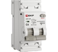 Автоматический выключатель дифференциального тока EKF АВДТ-63N 1P+N 6А 10мА характеристика С тип A электромеханический 6кА PROXIMA D63N26MA6C10