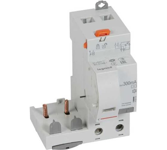 Дифференциальный блок Legrand DX³ тип AC 300 мА 2П 230 В~ 63 А 2 модуля 410414 1