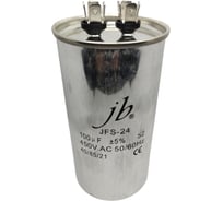 Конденсатор пусковой JB Capacitors 100мкФ, 450В, 65х126, JFS-24 (CBB65) Алюминевый корпус (клеммы), JFS24A6107J000000B-329