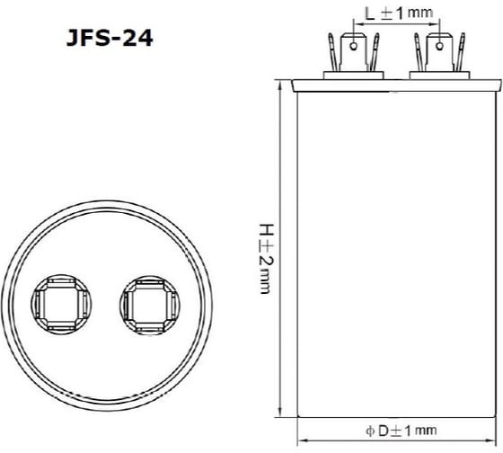 Конденсатор пусковой JB Capacitors 20мкФ, 450В, 55х110, JFS-24 (CBB65) Алюминевый корпус (клеммы), JFS24A6206J000000B-328
