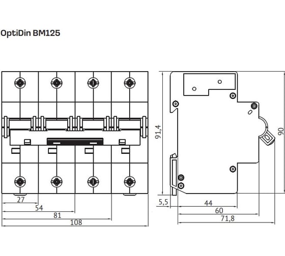 Выключатель автоматический модульный КЭАЗ OptiDin BM125-3D100-14In-УХЛ3 138603