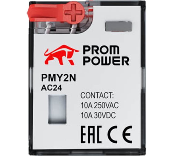 Электромеханическое реле Prompower Двухполюсное Номинальный ток 10А, управление 24VAC, PMY2N AC24 PMY2NAC24