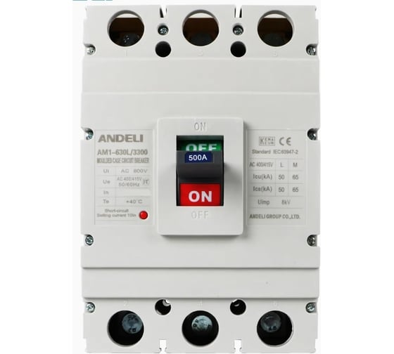 Автоматический выключатель ANDELI AM1-630L/3P 600A 50KA артикул ADL06-062