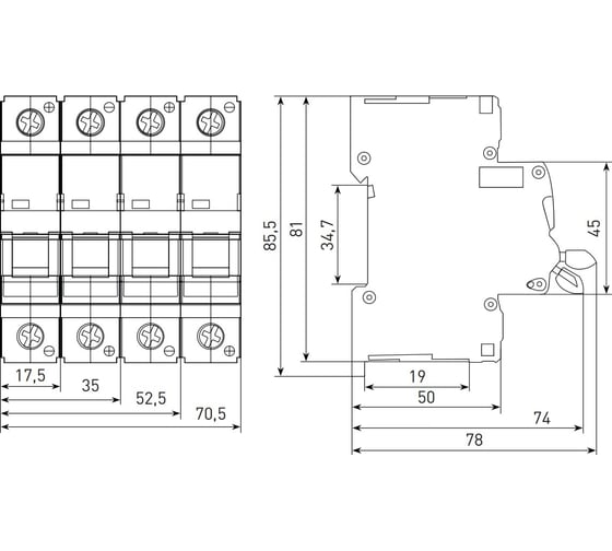 Выключатель автоматический EKF AV-10 DC 3P 32A (L) 10kA AVERES mcb10-DC-3-32L-av