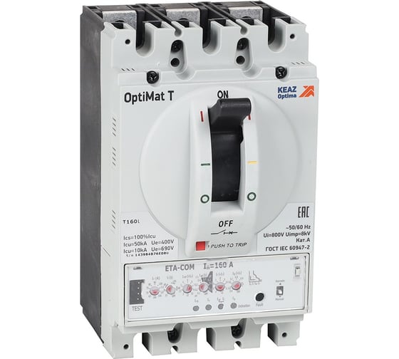 Выключатель автоматический КЭАЗ OptiMat T160L TM 160A 4P 355752 1