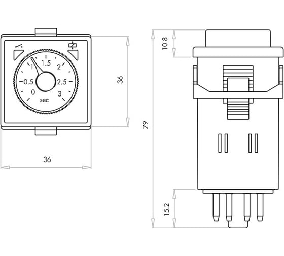 Реле времени Emas с задержкой включения 0,6-6 сек 12В AC-DC RZ1A1A06S-1