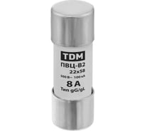 Плавкая вставка TDM ELECTRIC ПВЦ-В2 22x58 8А SQ0729-0026