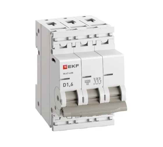Автоматический выключатель EKF PROXIMA ВА 47-63N 3P 1,6А (D) 4,5 кА M63431T6D
