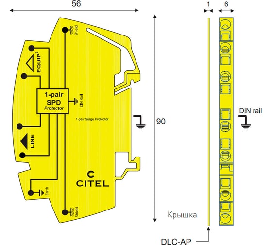 Устройство защиты от импульсных перенапряжений CITEL УЗИП для линий передачи данных DLC-17010+3 641205