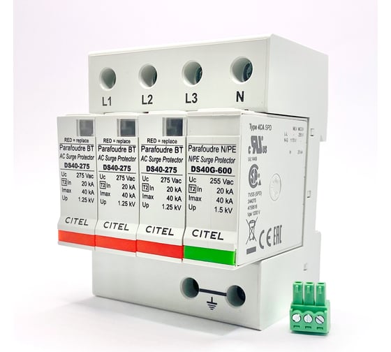 Устройства защиты от импульсных перенапряжений Citel тип 2 DS44S-275/G 461332 1