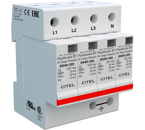 Устройства защиты от импульсных перенапряжений Citel тип 2 DS44S-320 461922 1