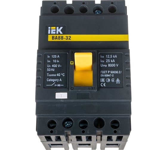 Автоматический выключатель IEK ВА88-32 3Р 125А 25кА SVA10-3-0125